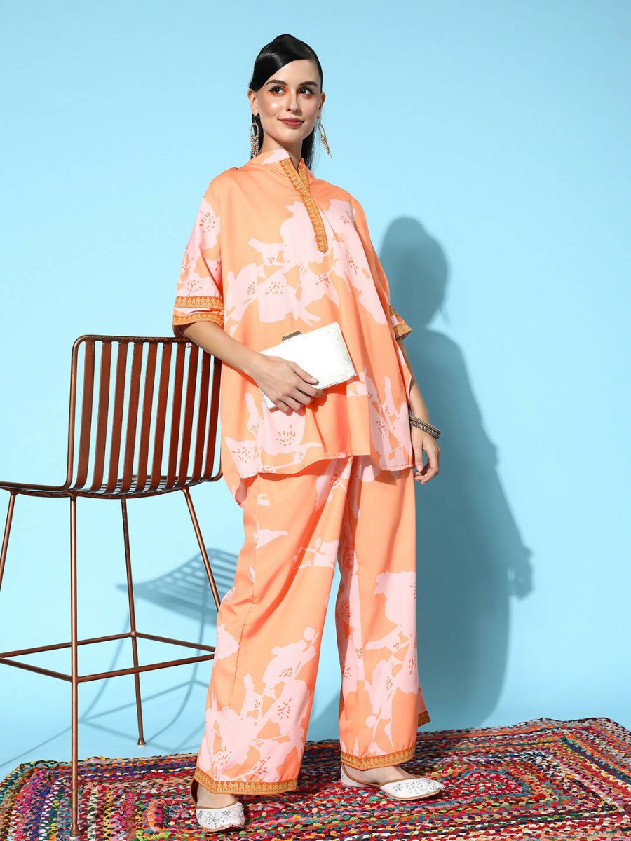 Ahalyaa Women's Traditional Wear Co-ods - Orange | Grocsy