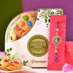 Peacock Rakhi & Chocolate Gems Cookies Combo | Grocsy
