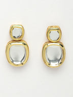 NVR Women's Gold Kundan-Studded Necklace and Earrings with Mang Tikka | Grocsy
