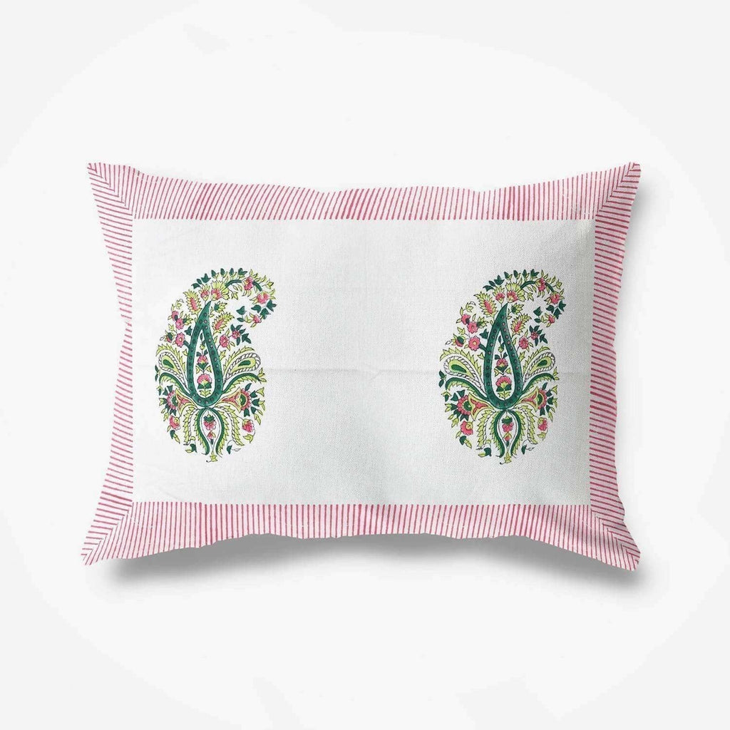 Paisley Hand Block Printed Double 90x108 Inches Bedspread with 2 Pillow Covers | Grocsy