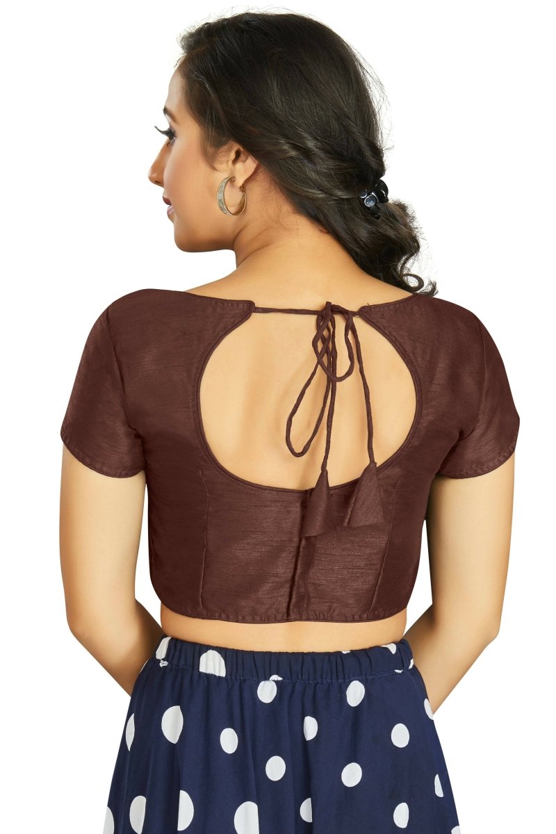 Aastha Fashion Women's Coffee Art Silk Designer Festive Wear Readymade Blouse | Grocsy