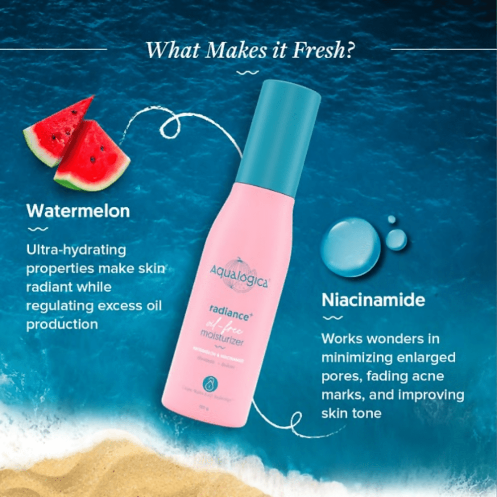 Aqualogica Radiance+ Oil Free Moisturizer with Watermelon and Niacinamide | Grocsy