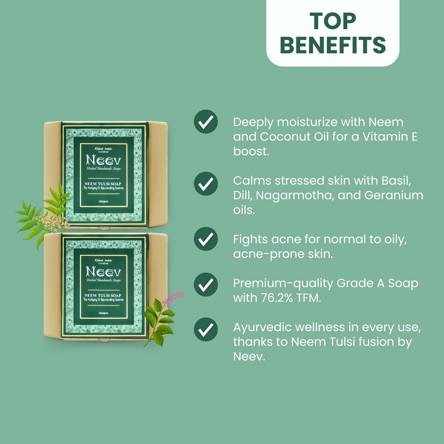 Neev Herbal Handmade Soap Neem Tulsi Handmade Soap | Grocsy