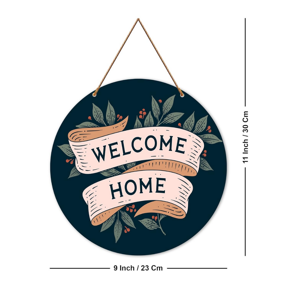 Artvibes Welcome Home Round Wood Design Artworks Hangings Ornaments | Grocsy