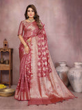 Aastha Fashion Dark Pink Soft Organza Silk Weaving Saree | Grocsy