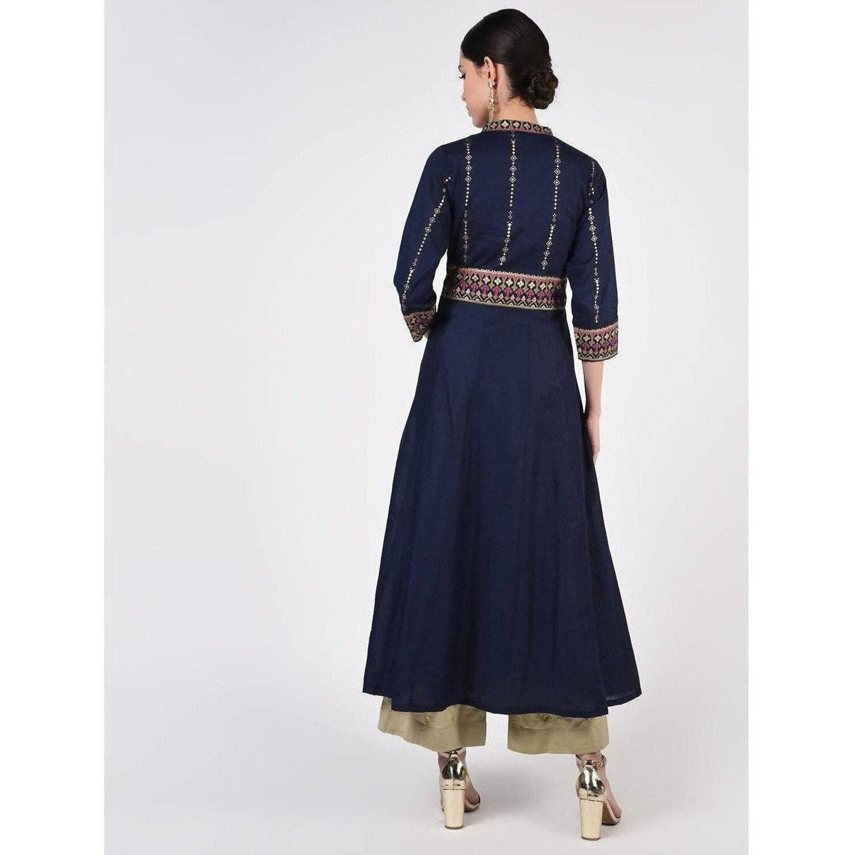 Cheera Women's Hand Block Print Ghagra Style Anarkali Kurta (CH036K) | Grocsy