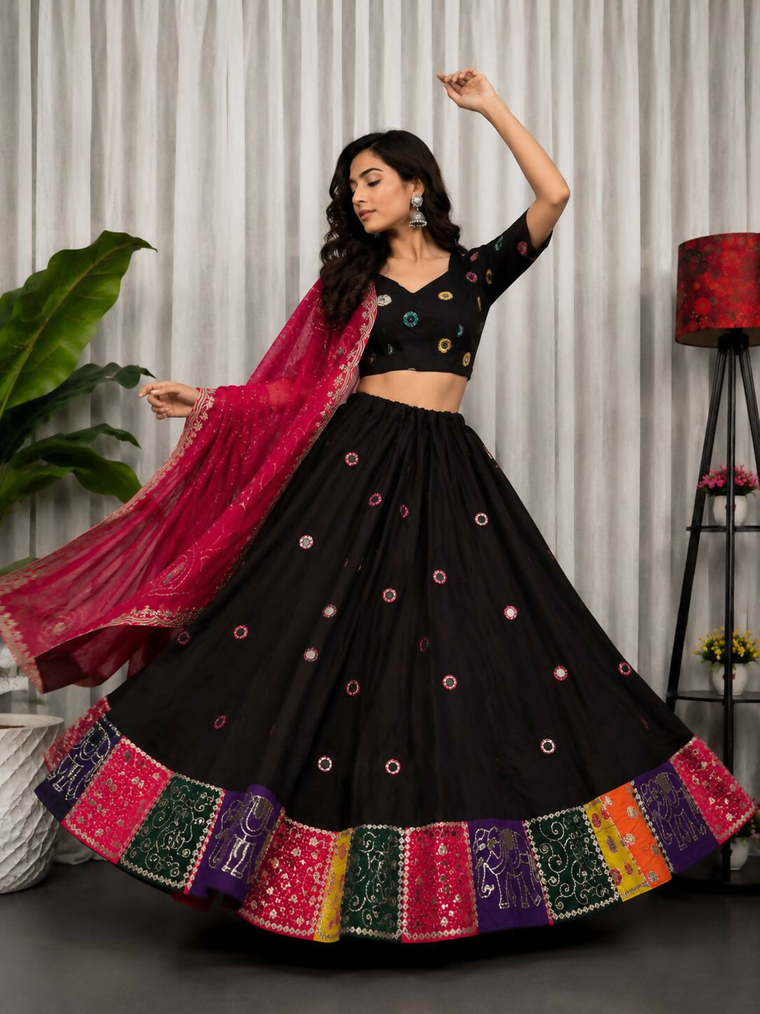 Lehenga Mart Black Designer Navratri Lehenga Choli for Women | Grocsy
