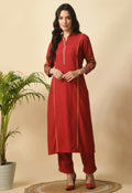 Joban Fashion Maroon Cotton Rayon Kurta Set | Grocsy