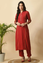 Joban Fashion Maroon Cotton Rayon Kurta Set | Grocsy