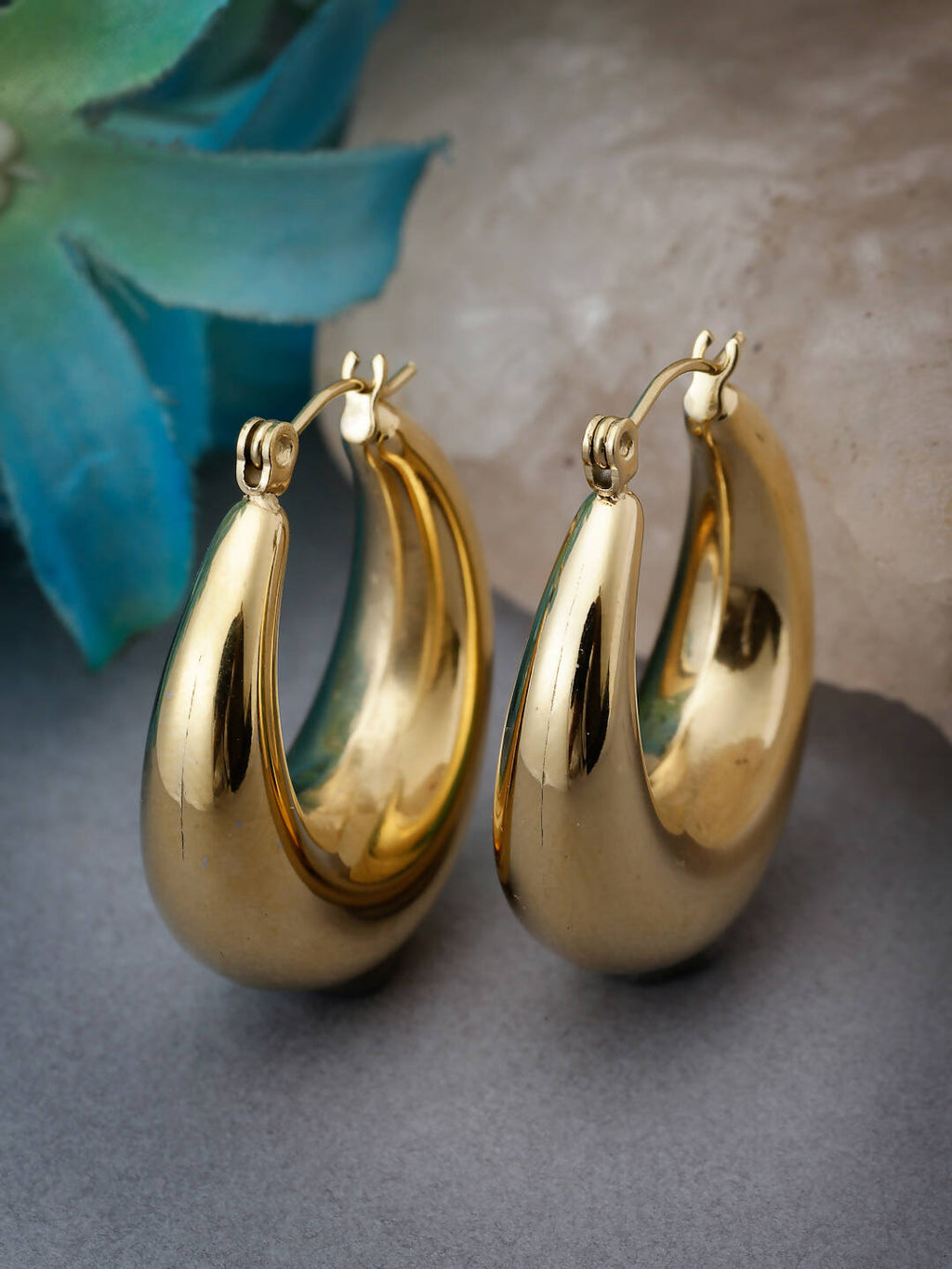 NVR Women Gold Circular Hoop Earrings | Grocsy