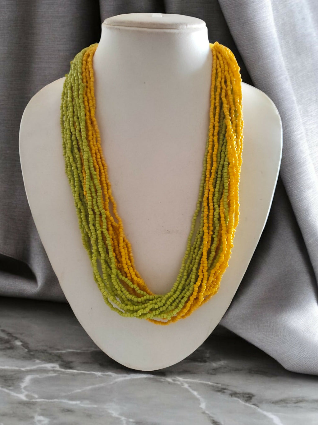 Inhanns Handmade Beaded Multilayer Necklace, 20 Layers - Neon Green & Yellow | Grocsy