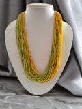 Inhanns Handmade Beaded Multilayer Necklace, 20 Layers - Neon Green & Yellow | Grocsy
