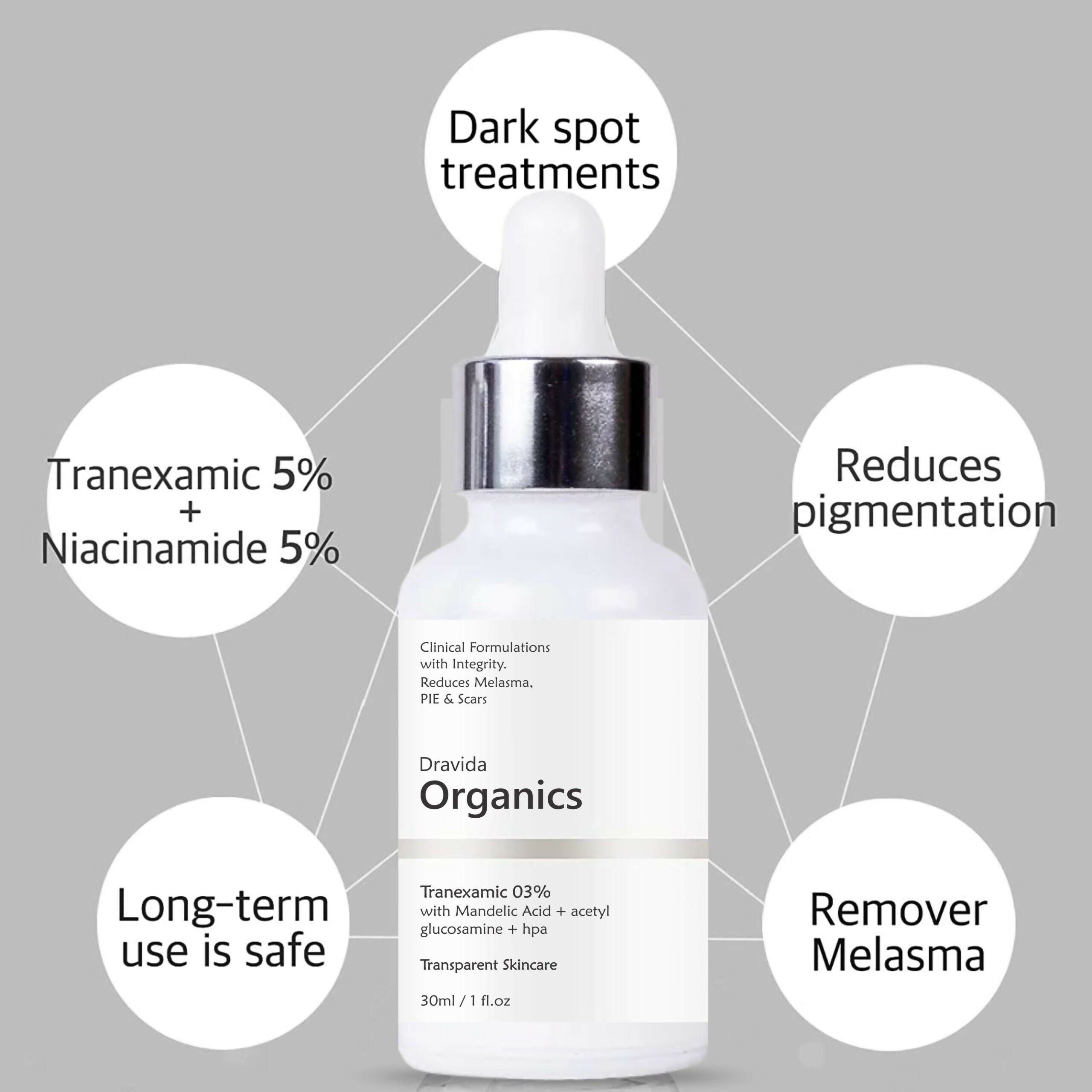 Dravida Organics 3% Tranexamic Acid Serum | Grocsy
