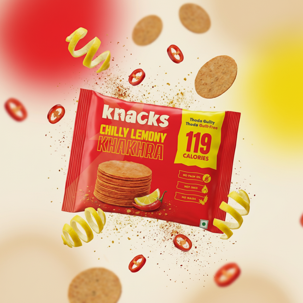 Knacks Coin Khakhra Crisps - Chilly Lemony Flavour | Grocsy