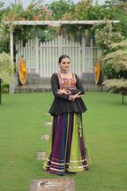 Teeya Creation Multi Colour Reyon Silk Gamathi Work Navratri lehenga Choli | Grocsy