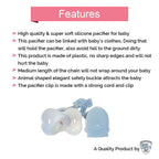 Safe-O-Kid-Baby Pacifier/Nipple With Chain And Clip, in cute Cartoon shape Helps In Preventing From Dust - (Blue) | Grocsy