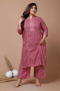 Miravan Womens Plus Size Floral Printed Cotton Kurta With Palazzo | Grocsy