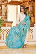 Festive Wear Ethnic White vetigun Stitched Suit With Dupatta - Nisha | Grocsy