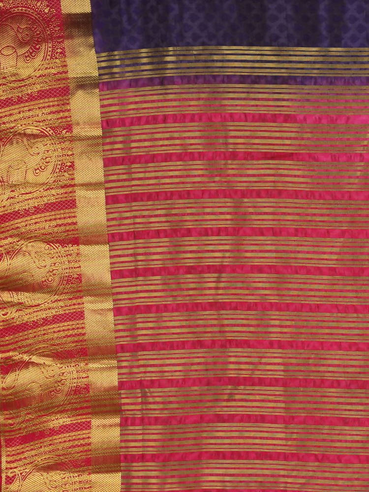 Kalamandir Floral Navy Blue Pashmina Saree | Grocsy