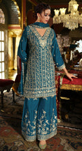 Anaita Teal Blue Chinon Stitched Suit with Embroidery Codding Sequence Work | Grocsy