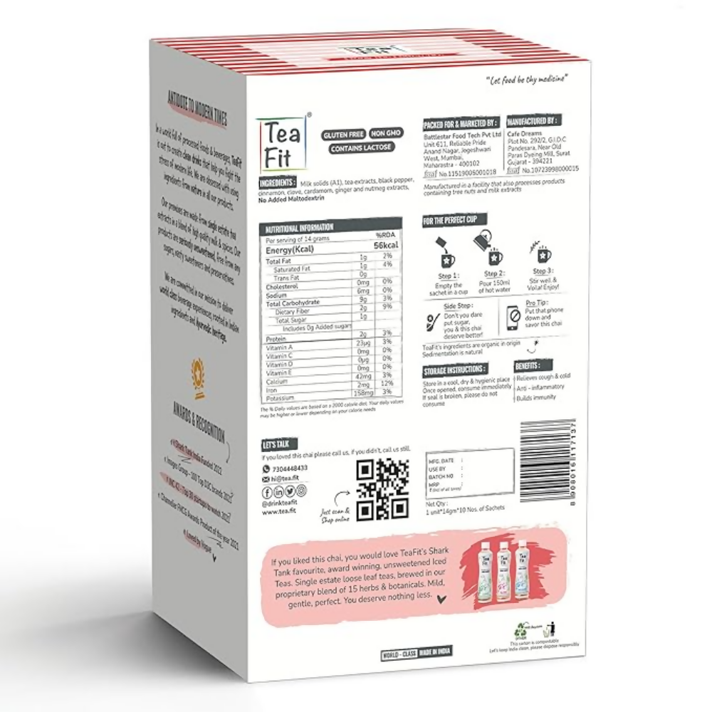 TeaFit Premium NO SUGAR Instant Masala Tea Premix | Grocsy