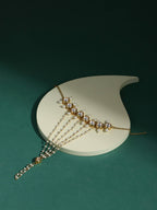 Women's Gold-Toned White Brass Kundan Gold-Polished Link Bracelet - Ruby Raang | Grocsy
