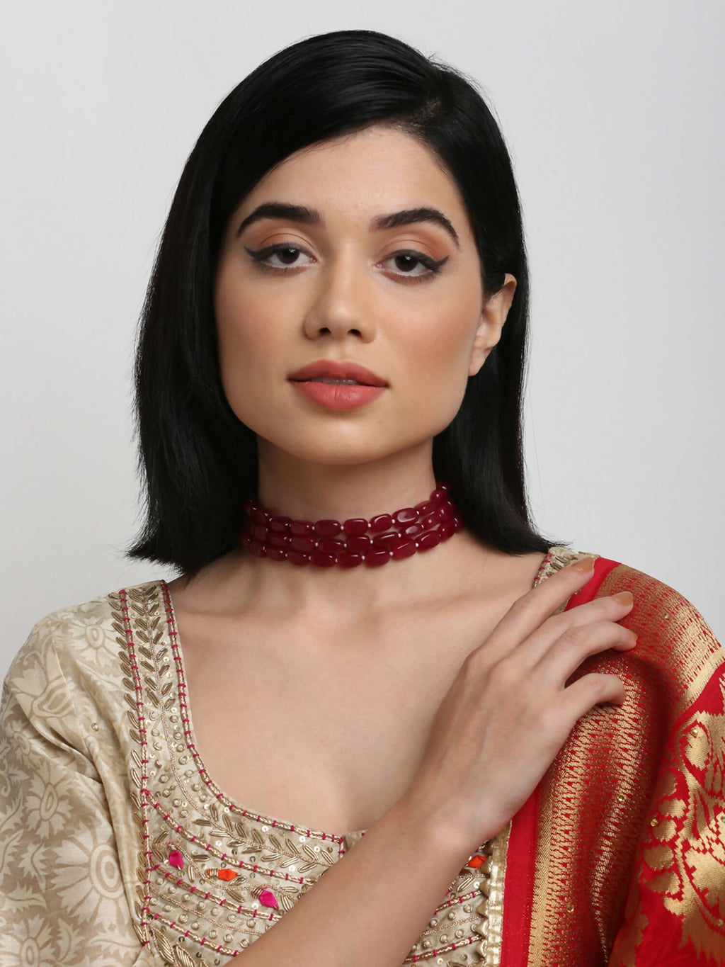 Maroon Choker - Ruby Raang | Grocsy