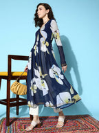 Ahalyaa Women's Traditional wear Kurta - Navy Blue | Grocsy