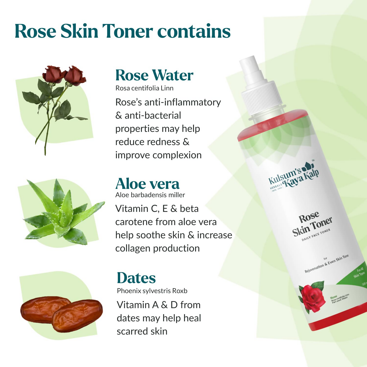 Kulsum's Kaya Kalp Rose Skin Toner For Rejuvenation & Even Skin Tone | Grocsy