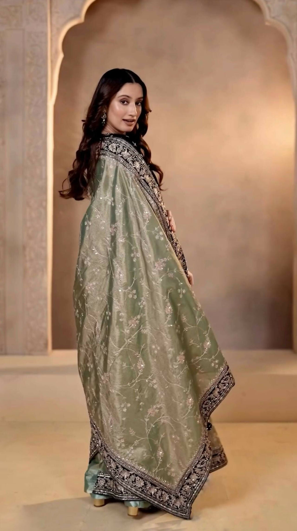 Joban Fashion Mehndi Soft Mocha Silk Party Wear Sarees | Grocsy