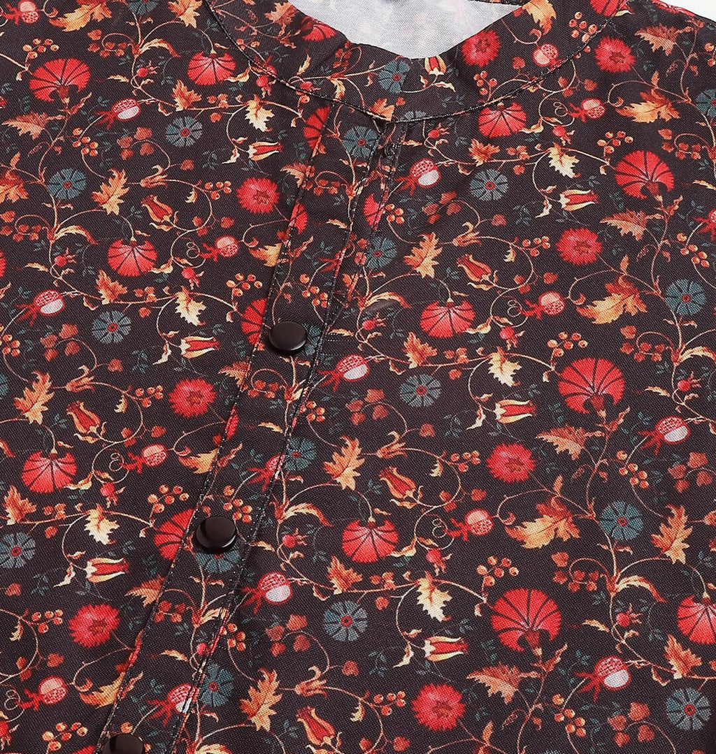 Black Poly Rayon Digital Printed A-line Top - Tarini | Grocsy