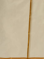 Ramraj Cotton Mens Poly Cotton 1/2 " Gold Jari Dhoti - Cream | Grocsy