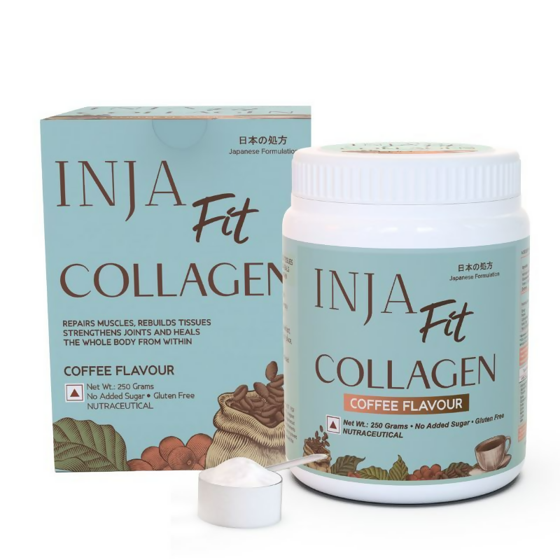 Inja Fit Marine Collagen For Skin Joints And Muscles With Vit C & Glucosamine - Coffee Flavour | Grocsy