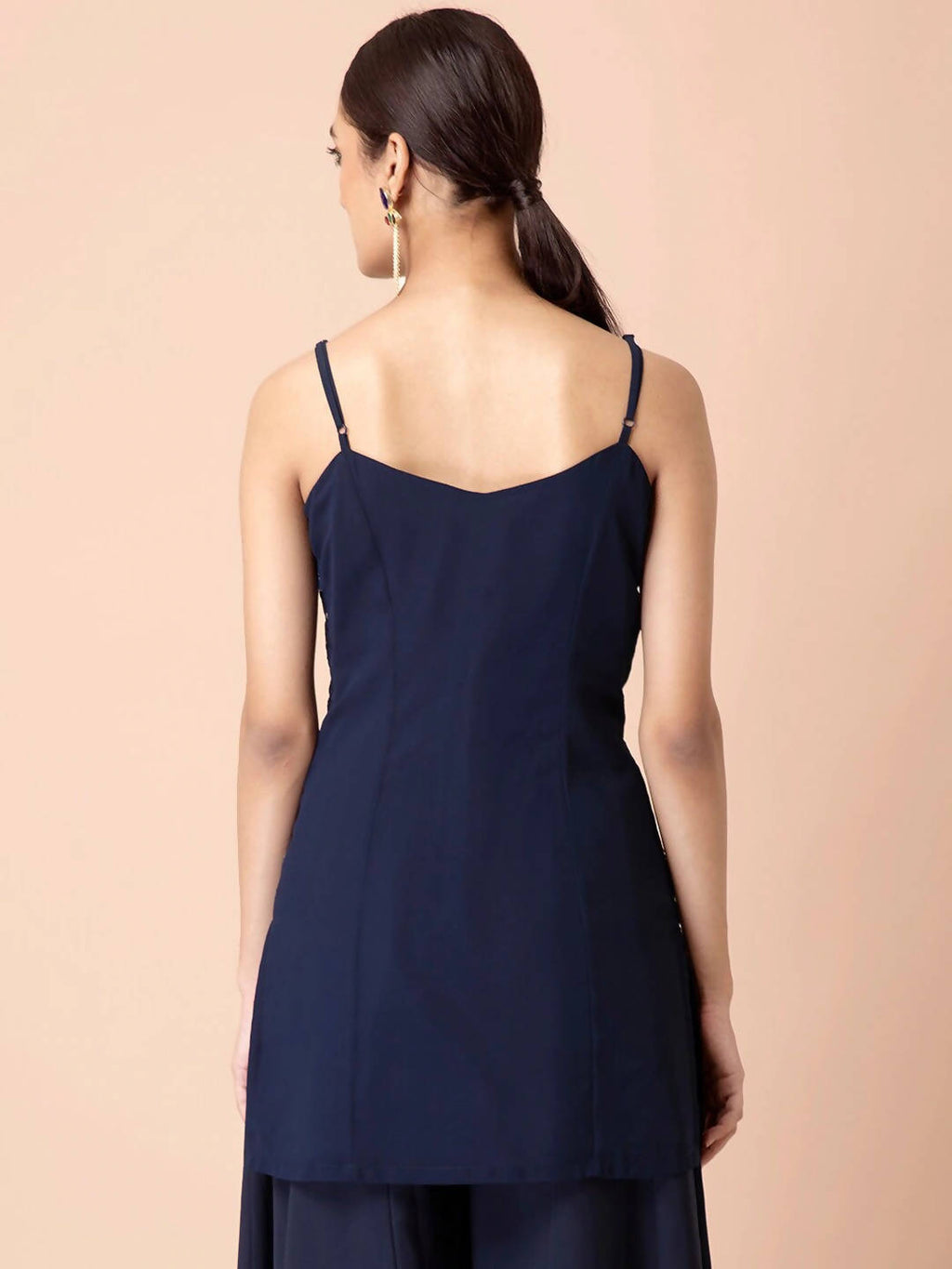 Indya Navy Blue Georgette Kurta | Grocsy