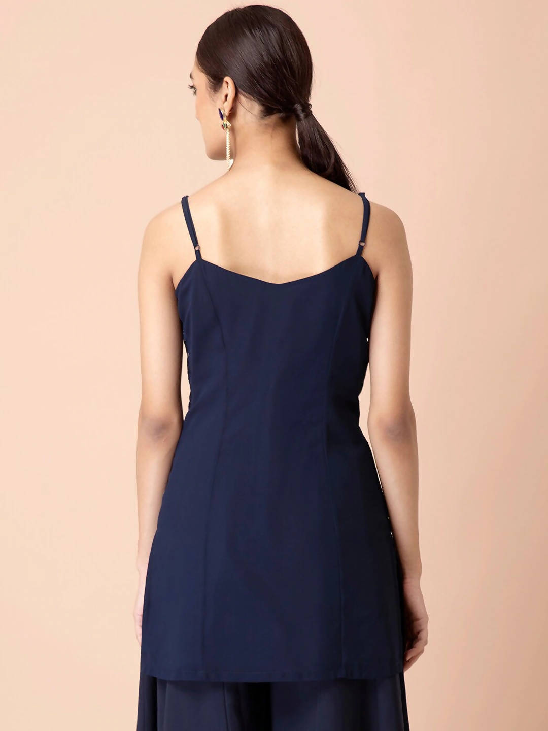 Indya Navy Blue Georgette Kurta | Grocsy
