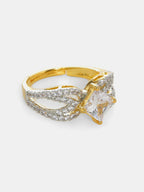 Daimonds and Square Solitaire Ring- Ruby Raang | Grocsy