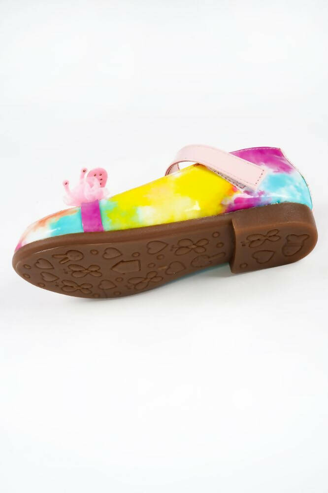 Tiny Bugs Girls Party Wear Velcro Ballerinas - Pink | Grocsy