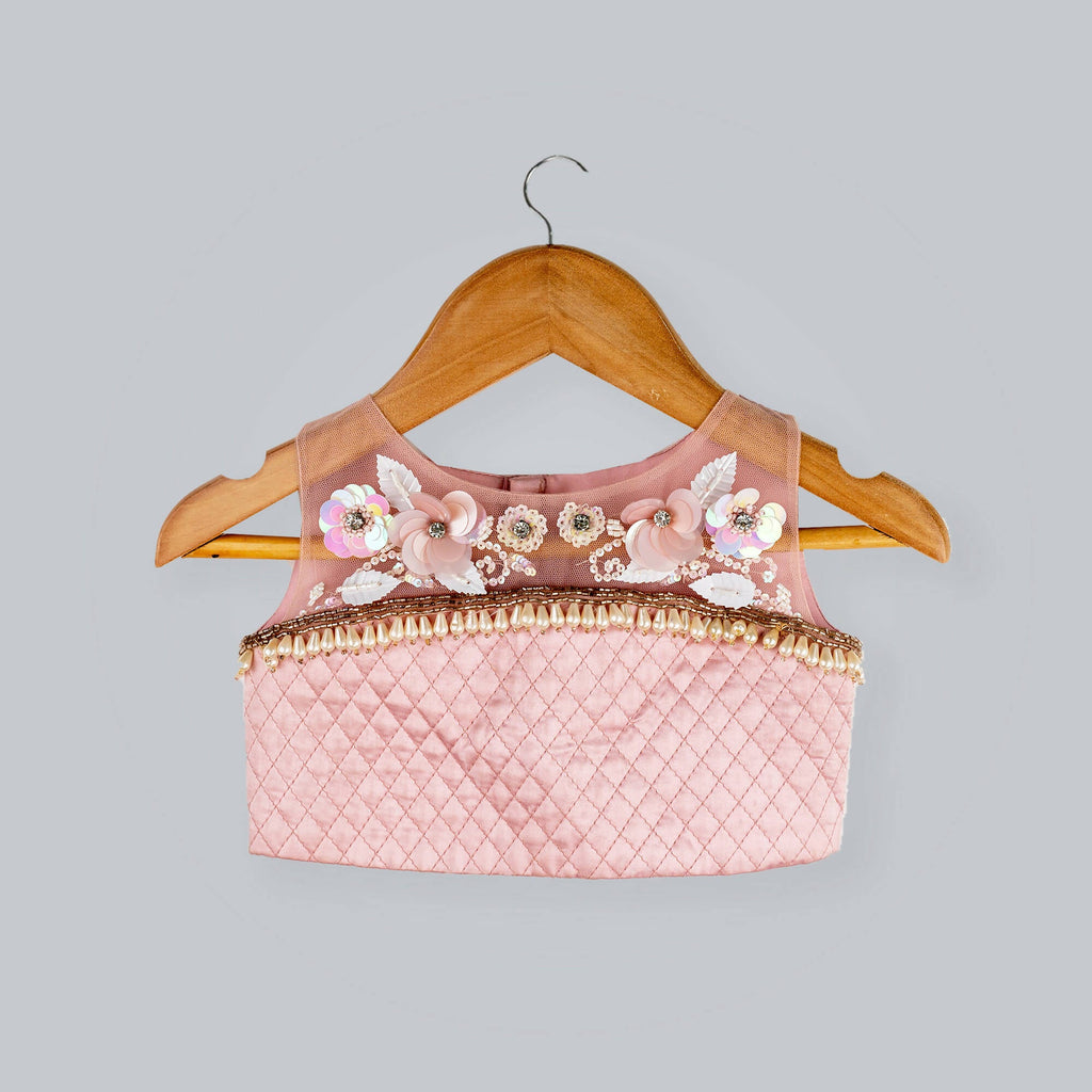Pink Cow Fashions Old Rose Ghagra Choli With Embellishment On Upper Chest | Grocsy