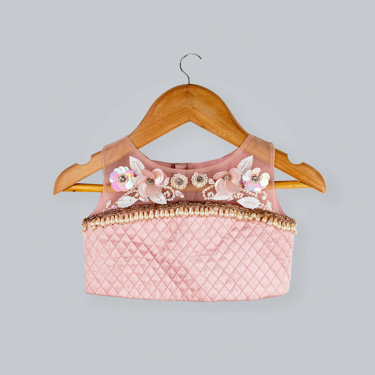 Pink Cow Fashions Old Rose Ghagra Choli With Embellishment On Upper Chest | Grocsy