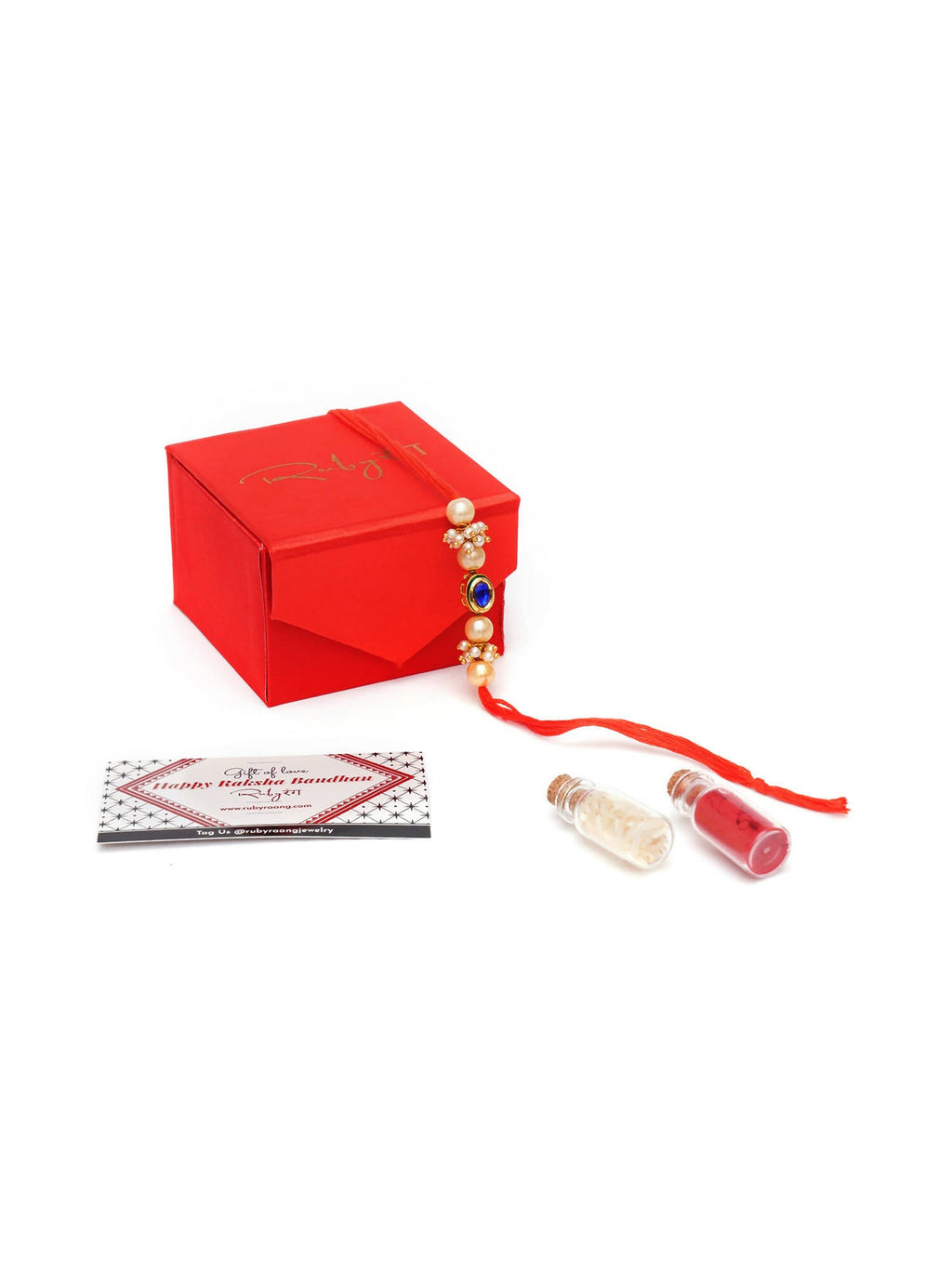 Designer kundan Rakhi - Ruby Raang | Grocsy