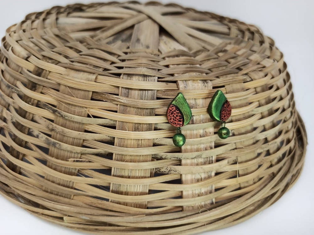 Terracotta Water Drop Ear Studs | Grocsy