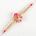 Delightful Pink Zardosi Rakhi & Fruit N Nut Chocolates | Grocsy