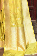 Joban Fashion Yellow Pure Katan Pure Handloom Banarasi Silk Saree | Grocsy