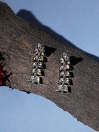 Long Kundan Earrings (silver) - Ruby Raang | Grocsy