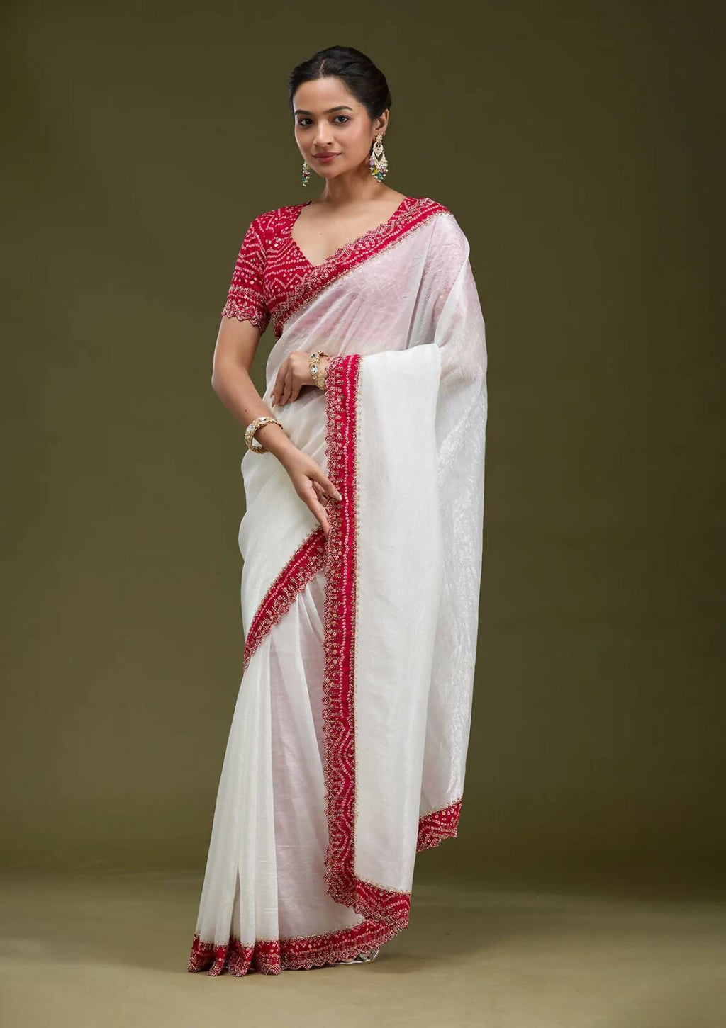 Joban Fashion White Tissue Gold Crush Party Wear Sarees | Grocsy