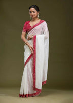 Joban Fashion White Tissue Gold Crush Party Wear Sarees | Grocsy