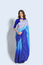 Vegaa Fashion Blue Vichitra Silk Embroidered Party Wear Saree | Grocsy