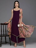 Ahalyaa Women's Traditional wear Kurta Set - Burgundy | Grocsy