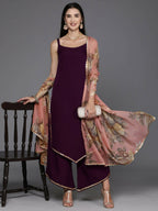 Ahalyaa Women's Traditional wear Kurta Set - Burgundy | Grocsy