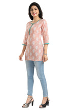 Snehal Creations Pretty Pastel Peach Rayon Short Kurti Tunic Top | Grocsy